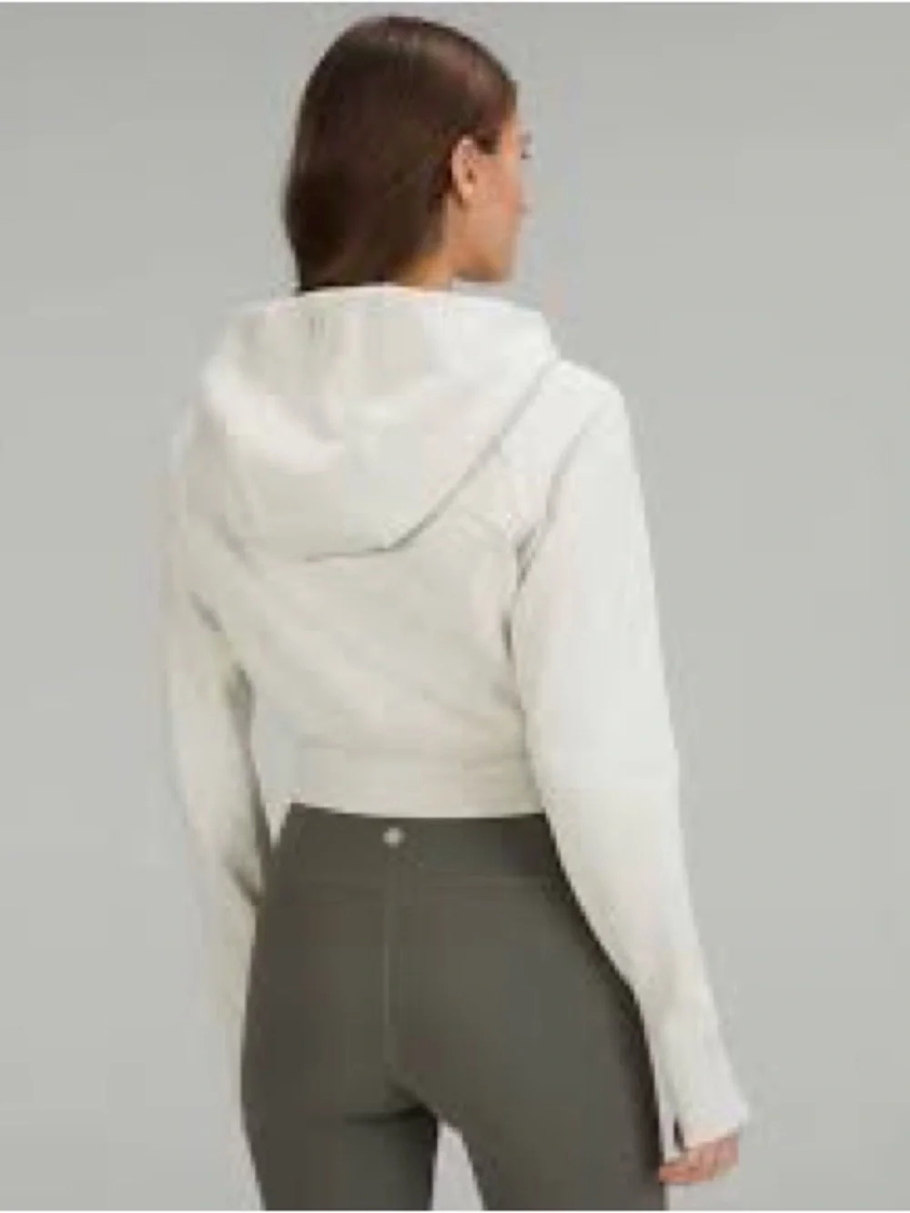 Lululemon Cropped Full Zip Hooded Scuba Bone, Size 12